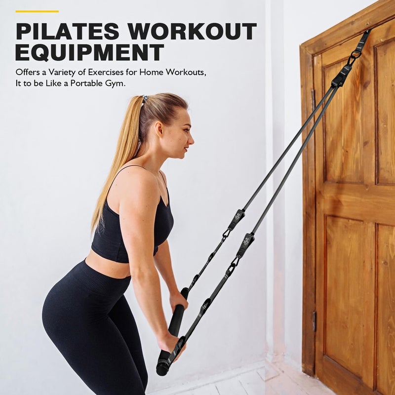 Ayombo Pilates Bar Kit with Resistance Bands, Pilates Workout Equipment for Legs, Hip, Waist, Arm, Squats Exercise Equipment for Home Workouts, Adjustable 3-Section Pilates Bar Kit for Women & Men - Image 3